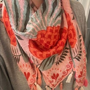 Floral Pink and Orange Scarf